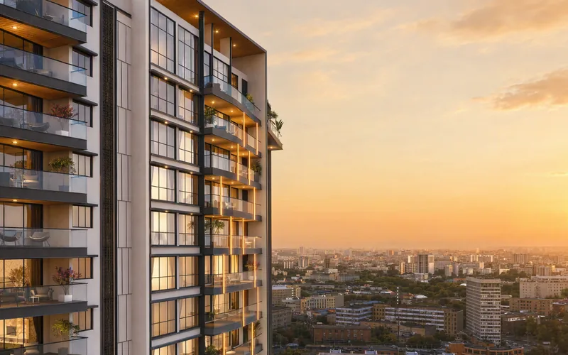 Purva Orient Grand balconies at sunset